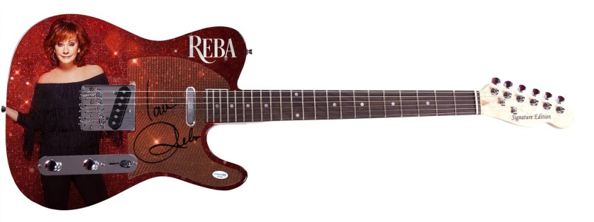 Reba McEntire Signed Pickguard on a Custom Signature Edition Guitar