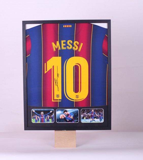 Messi's FC Barcelona Signed and Framed Shirt