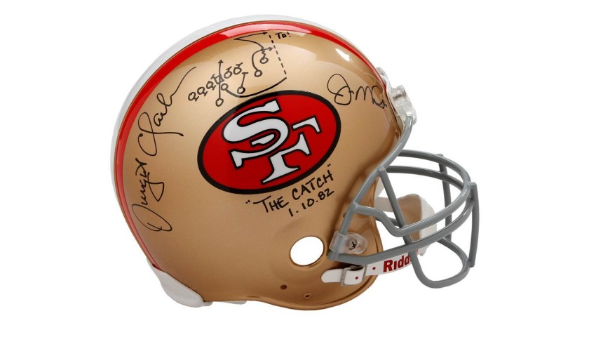  "The Catch" San Francisco 49ers Helmet Autographed by Joe Montana and Dwight Clark