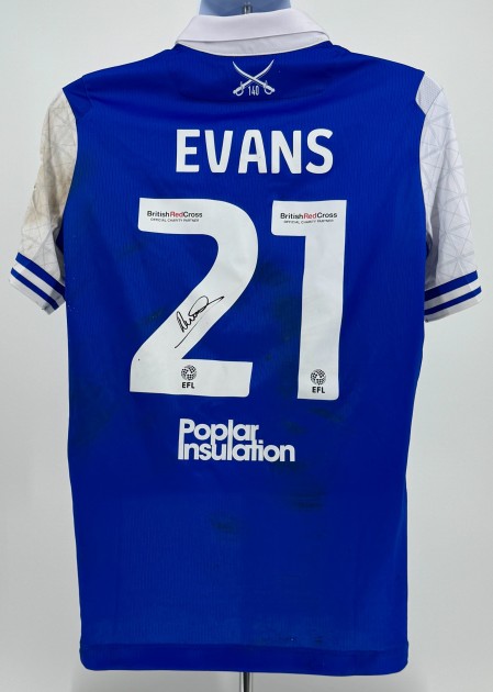 Maglia firmata del Bristol Rovers EFL Sky Bet League One di Evans indossata durante la partita