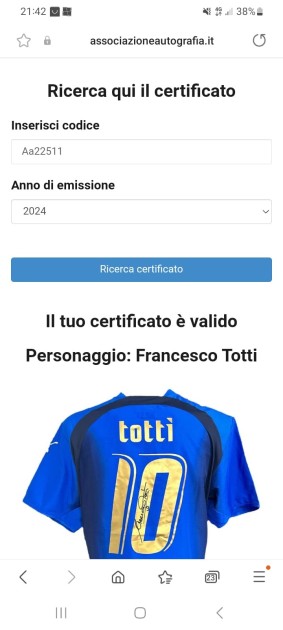 Coupe Du Monde 2006 Autographiée – 9 Champions Italiens (Totti, Iaquinta…)