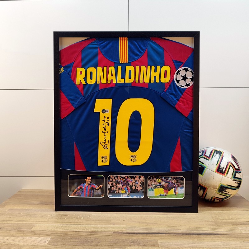 Ronaldinho's FC Barcelona 2004/05 Signed and Framed Shirt