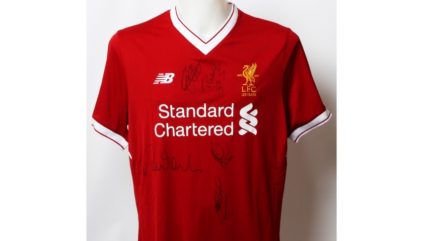 Official LFC 125 "2001" Shirt Signed by Fowler, Gerrard, Hyypia, Berger and Smicer