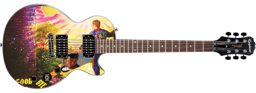 Elton John Signed Custom Graphics Epiphone Guitar