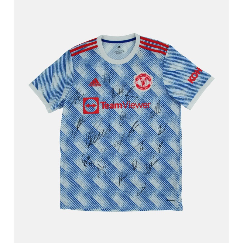 Manchester United 2021/22 Squad Signed Away Shirt