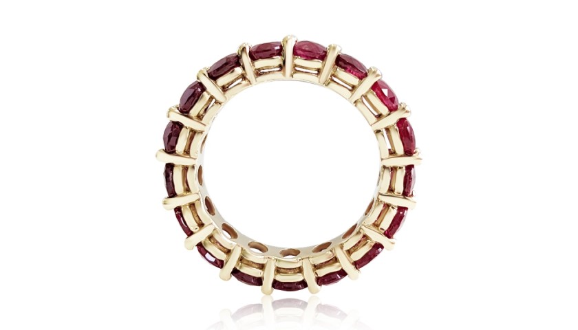 9.58 Ct Natural Red Ruby Eternity Band 14K Gold Ring