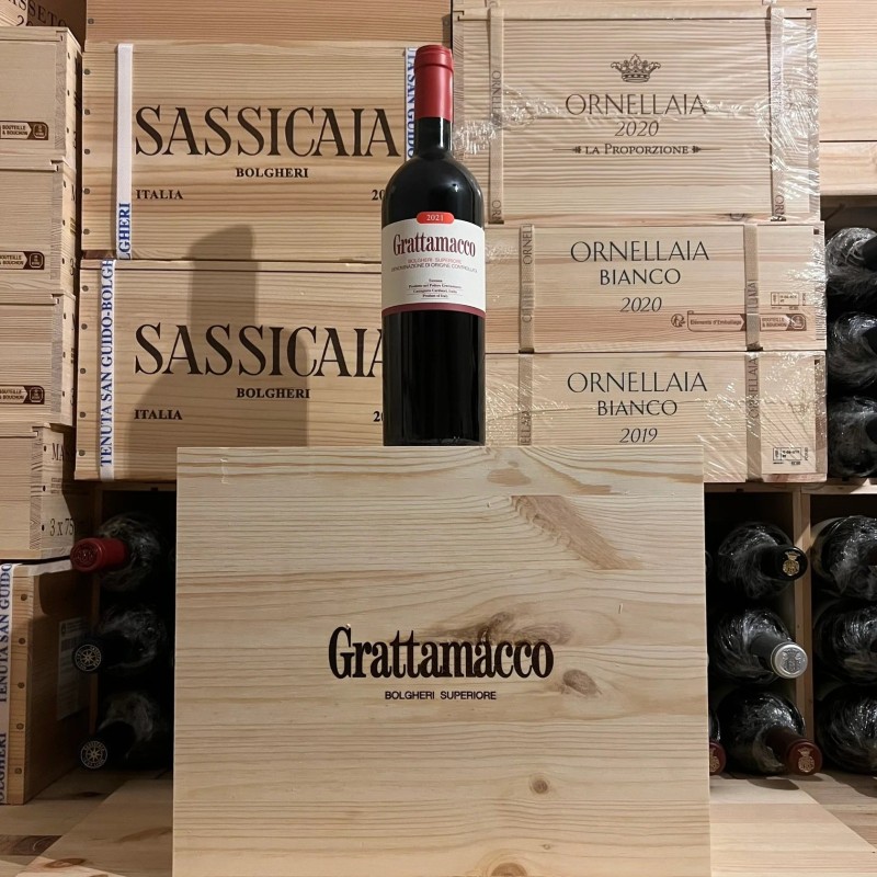 Grattamacco 2021 Bolgheri Rosso Superiore DOC ColleMassari - Wooden Case 6 Bottles