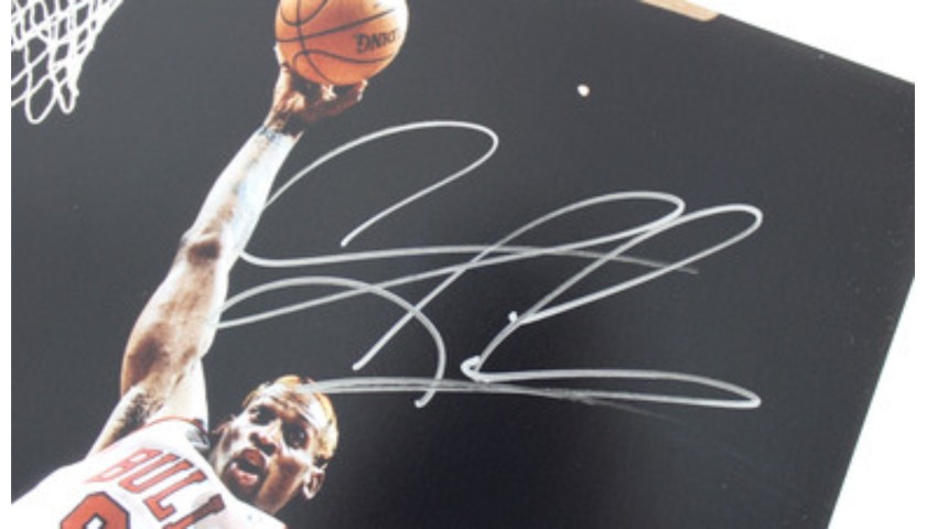 Michael Jordan Signed Chicago Bulls Photo: Legendary Slam Dunk -  CharityStars