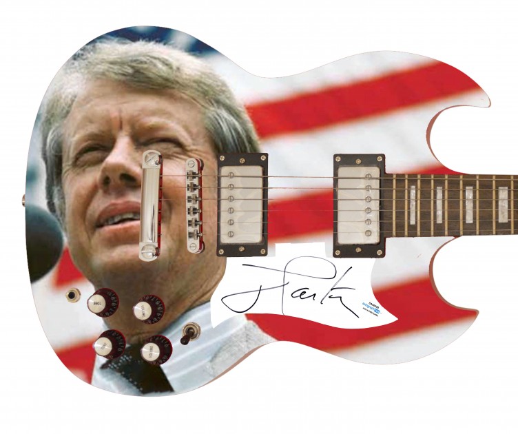 President Jimmy Carter Signed Graphics Guitar