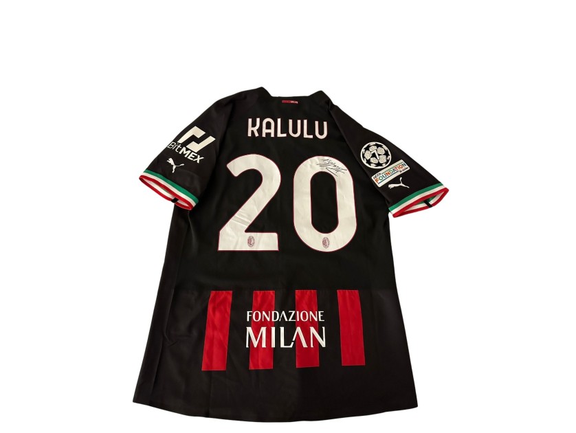Kalulu's Milan Signed Official Shirt, UCL 2022/23