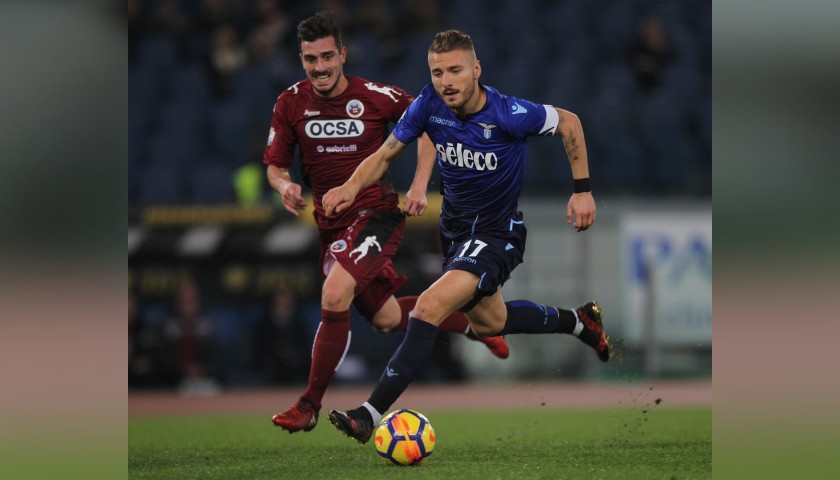 Immobile's Worn and Signed Captain's Armband, Lazio-Cittadella 2017 