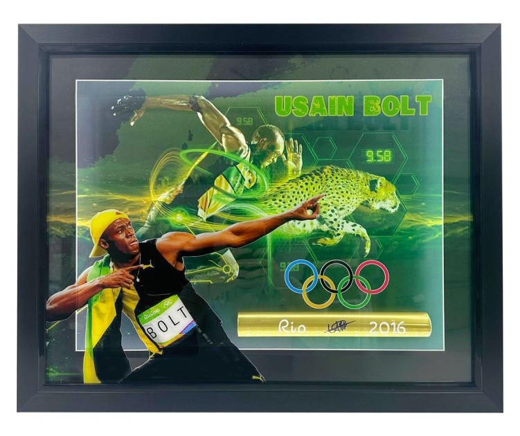 Usain Bolt Signed and Framed Rio 2016 Olympic Race Baton