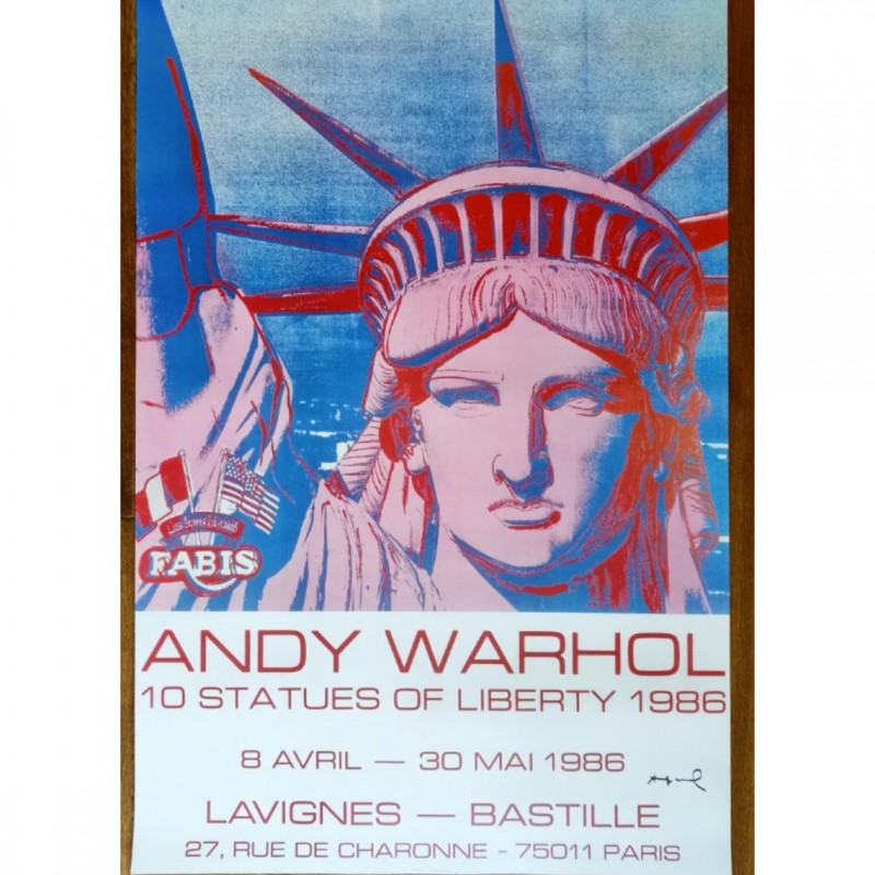 Andy Warhol "10 Statues of Liberty 1986" Stamped Poster
