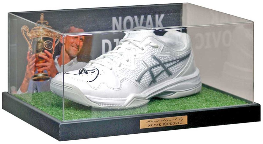 Novak Djokovic Signed Tennis Shoe Presentation 