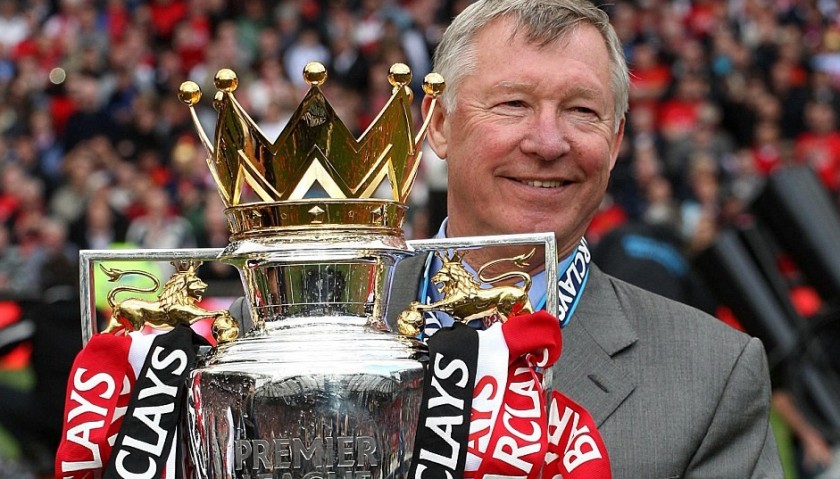 Trofeo Premier League autografato da Alex Ferguson e incorniciato