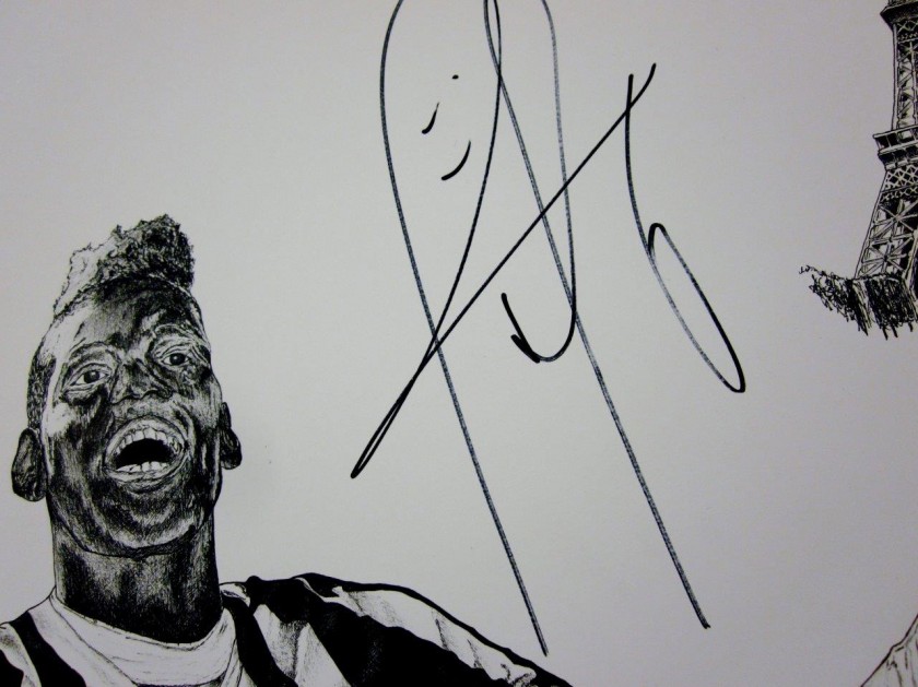 Pogba hand painted portrait, signed by the player - #JuveX3