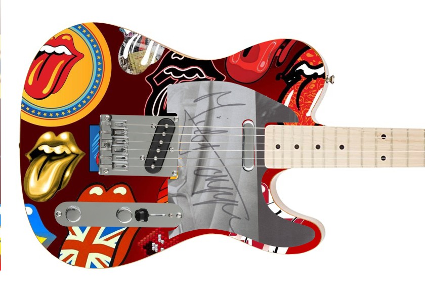 Mick Jagger of The Rolling Stones Signed Pickguard Custom Fender Guitar