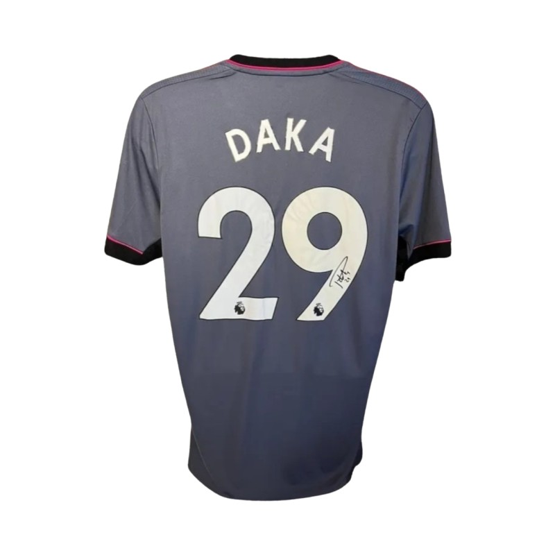 Patson Daka ha firmato la maglia da calcio ufficiale del Leicester City da trasferta del 2021-22