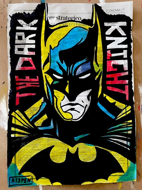 Batman – Unique Artwork on Newspaper by RikPen