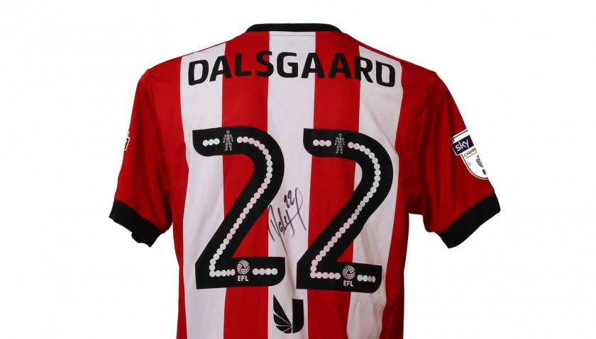 Official Match-Issued Poppy Shirt Signed by Brentford FC's Henrik Dalsgaard