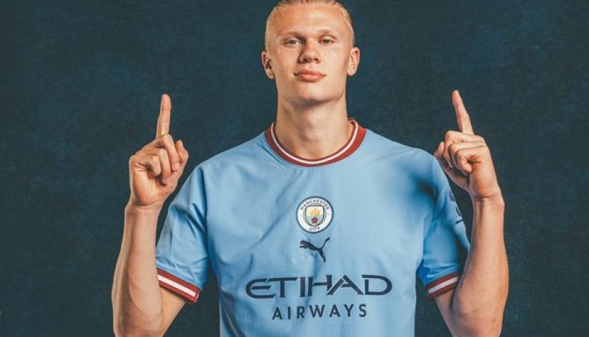 Erling Haaland's Manchester City Signed Shirt - 2022/23  Champions League 