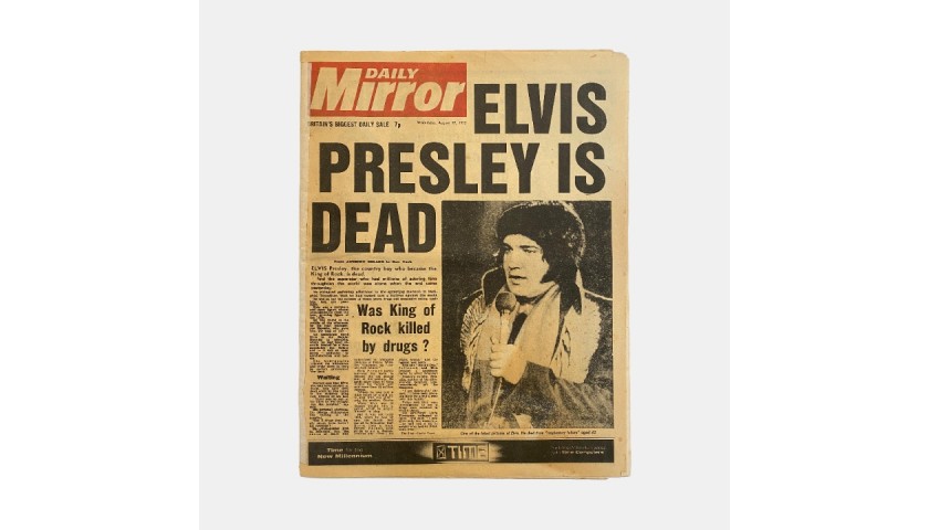 Daily Mirror 'Elvis Presley Is Dead' 17/8/77 Original Newspaper