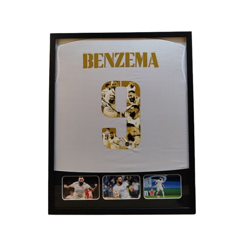 Benzema's Real Madrid Signed and Framed Shirt