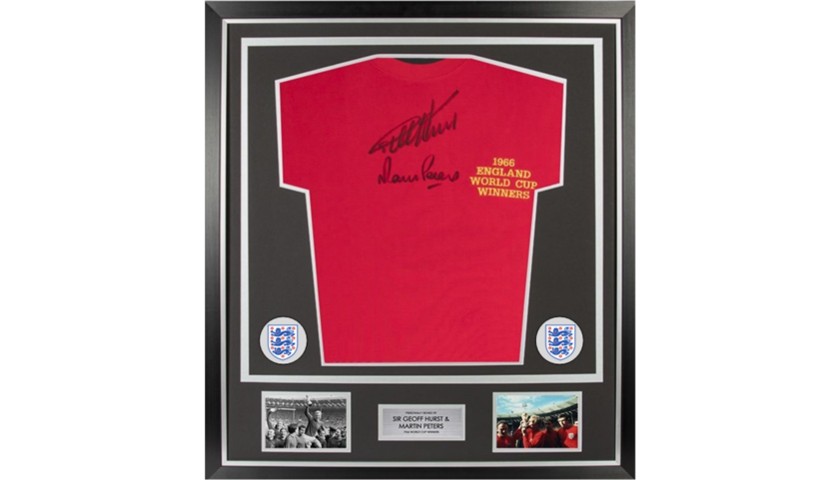England 1966 World Cup Winners Framed Shirt Signed by Sir Geoff Hurst & Martin Peters 