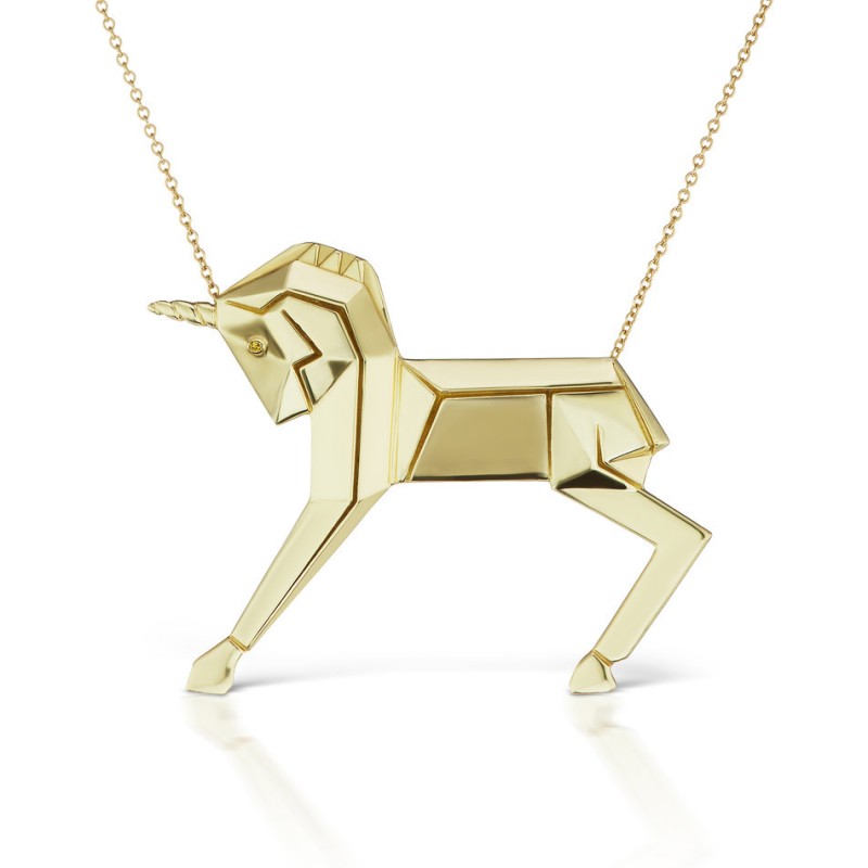Gold and Diamond Unicorn Necklace by Mas Bisjoux