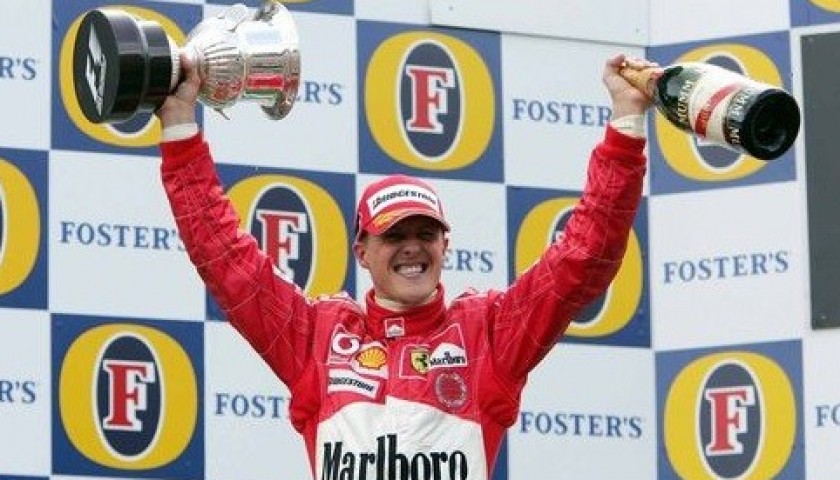 Michael Schumacher Signed Ferrari Formula 1 Race Suit Display