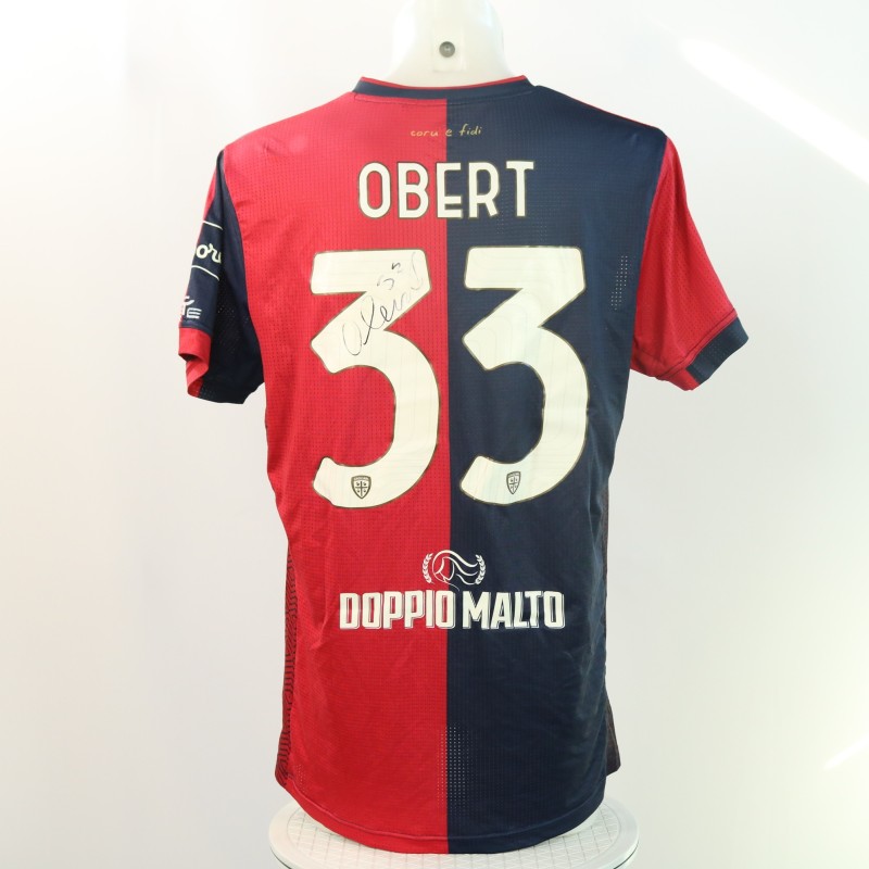 Obert's Signed Unwashed Shirt, Cagliari vs Cremonese Coppa Italia 2024