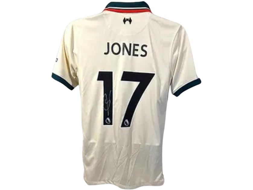 Replica della maglia da trasferta del Liverpool 2021/22 firmata da Curtis Jones