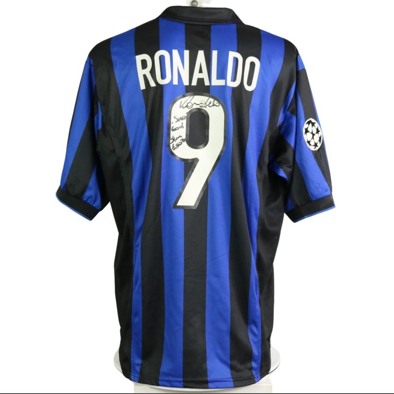 Maglia ufficiale Ronaldo Inter, UCL 1998/99 - Autografata con dedica