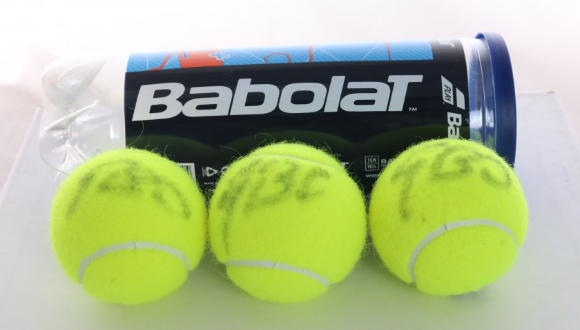 Set of Three Babolat Padel Balls Signed by Oliviero CharityStars