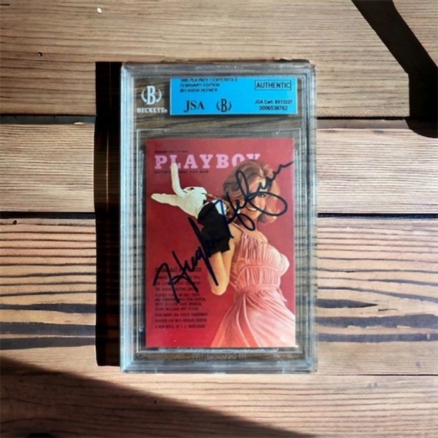 Hugh Hefner Signed Playboy Card