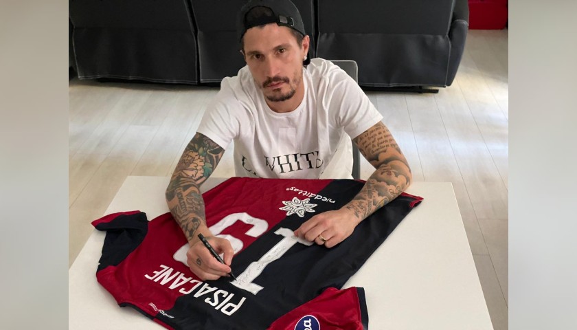 Pisacane's Worn and Signed Shirt, Cagliari-Fiorentina 2019