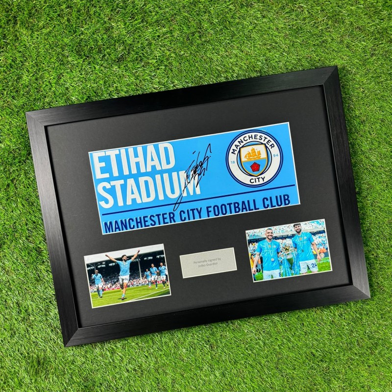 Josko Gvardiol Signed Manchester City Football Road Sign Framed