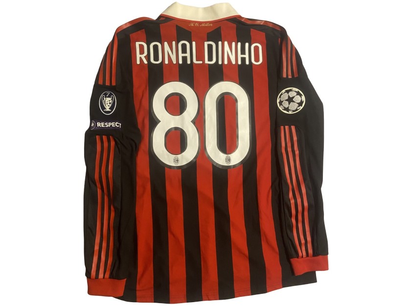 Ronaldinho's Match-Issued Shirt, Real Madrid vs Milan UCL 2009 - Special Sponsor Win.com