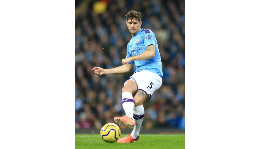Manchester City's John Stones Match Issued Manchester Derby Shirt