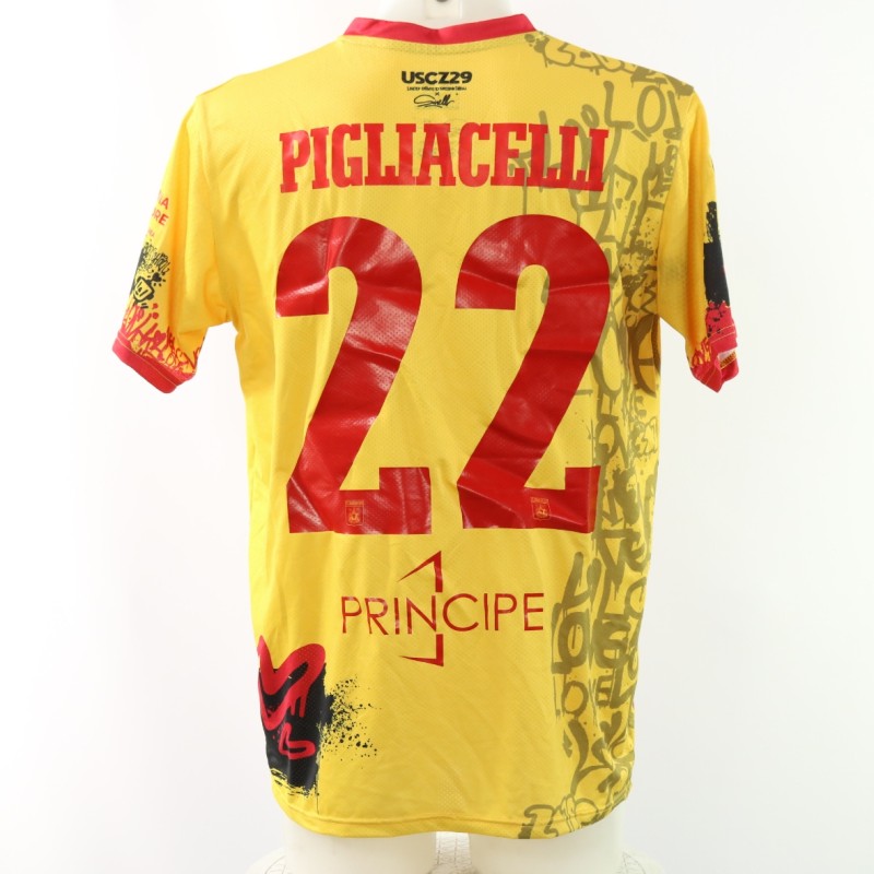 Pigliacelli's Catanzaro vs Brescia Unwashed Match-Wron Shirt, 2024 - Limited Edition