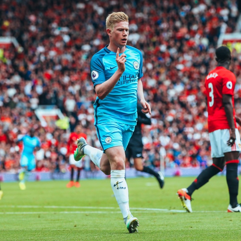 Signed Kevin De Bruyne Photograph, Derby Day Goal at Old Trafford 2016/17 Season