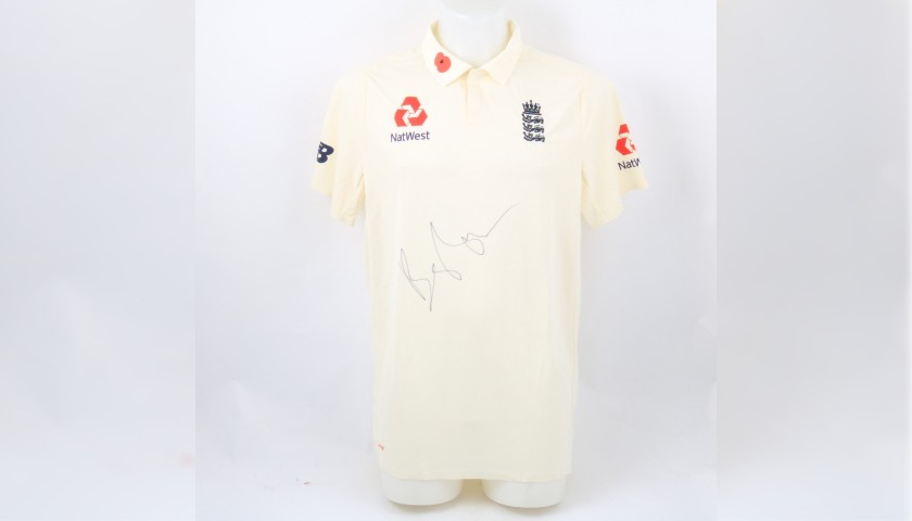 ECB 2018 Cricket Test Poppy Shirt Signed by Foakes