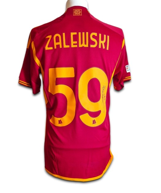 Maglia gara firmata di Zalewski dell'AS Roma 2023/24 contro il Feyenoord