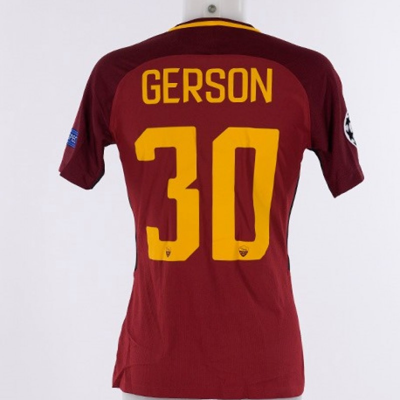 Gerson's Match-Issue Roma-Atletico Madrid Shirt, CL 2017/18