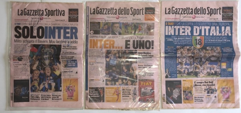 Three Triplete Inter Gazzette, 2009/10 - Signed by the team