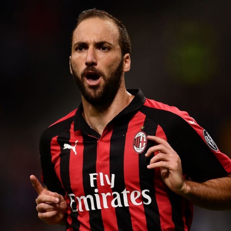 Higuain's AC Milan Match-Issue Shirt, 2018/19 Season - Signed by Players