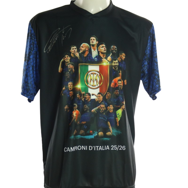 Official Inter Milan Scudetto T-Shirt, 2026 - Signed by Lautaro Martinez