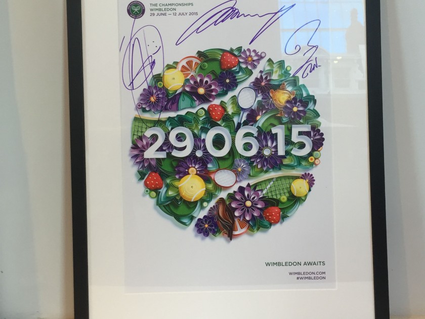 Wimbledon 2015 Official Poster Signed by Novak Djokovic, Andy Murray and Rafael Nadal 
