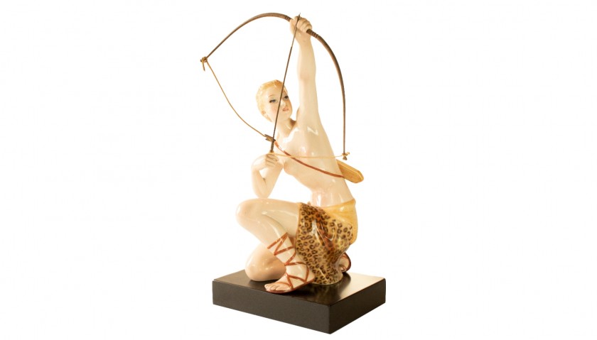 Ceramic Sculpture of Archer by Giovanni Ronzan