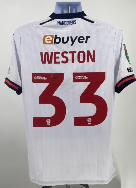 Maglia firmata di Ajay Weston del Bolton Wanderers indossata durante la partita